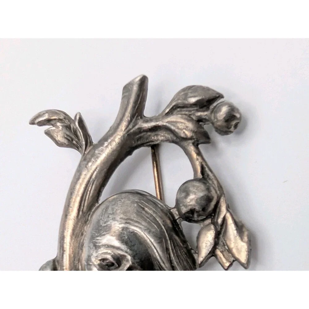 HTF Rare 1940s Pewter Silson William Regelmann Hummel Dog Chasing Boy Pin Brooch